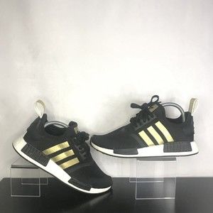 Adidas Originals NMD_R1 Black Gold White Women’s Casual Shoes Size 9.5 FX8833